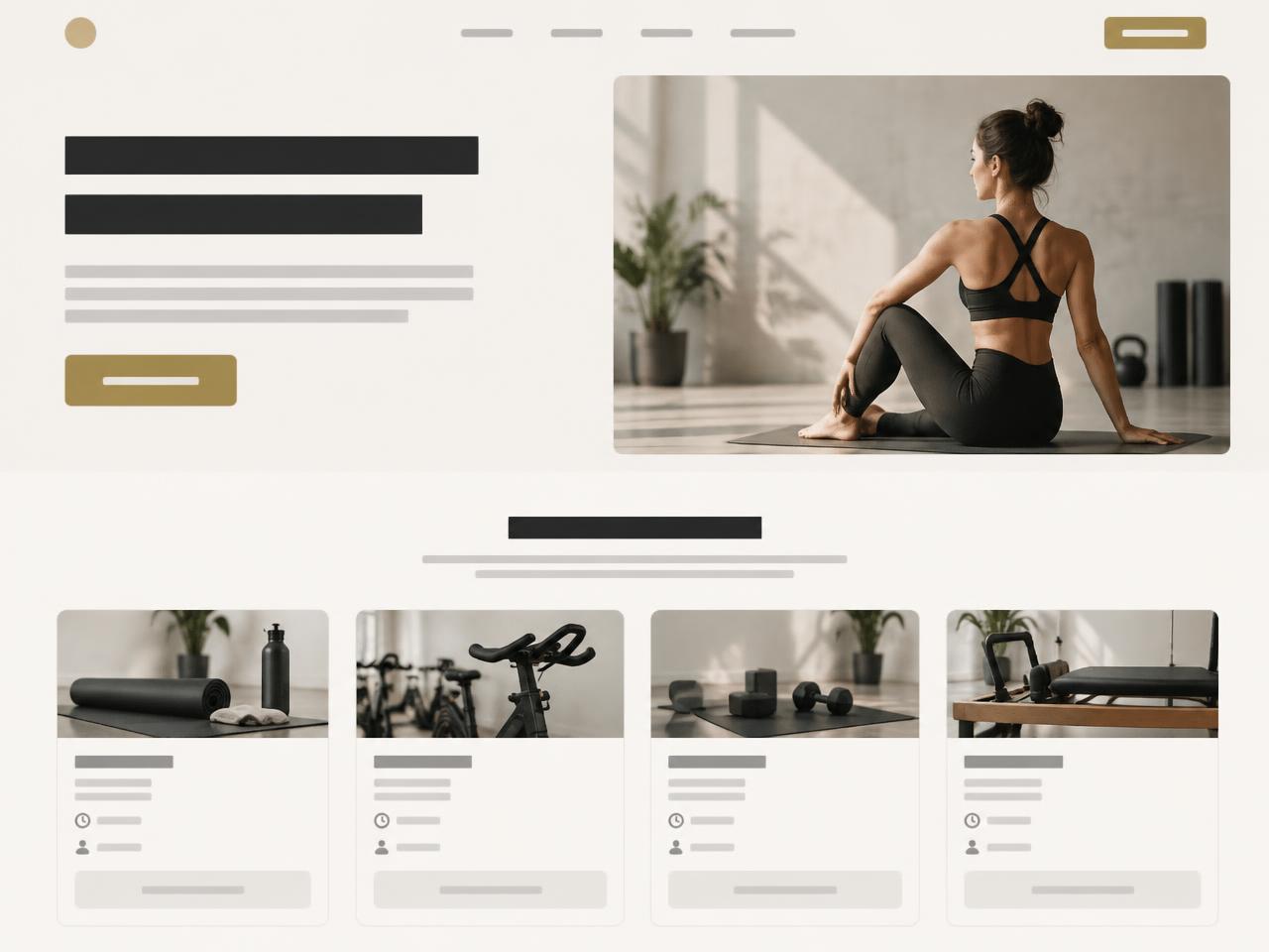 Website design concept for a fitness studio showing classes and a booking button